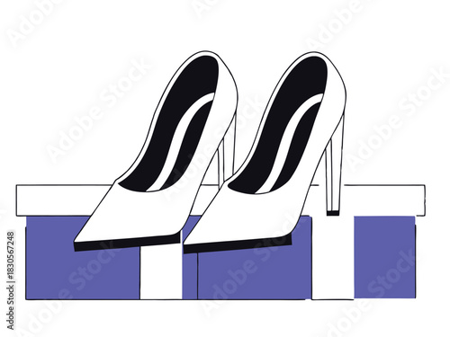 Elegant vector illustration of white high heels and a platform with transparency for design projects