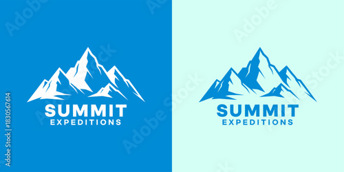 Mountaineering Adventure Logo for Summit Expeditions, Mountain Peak Vector Illustration