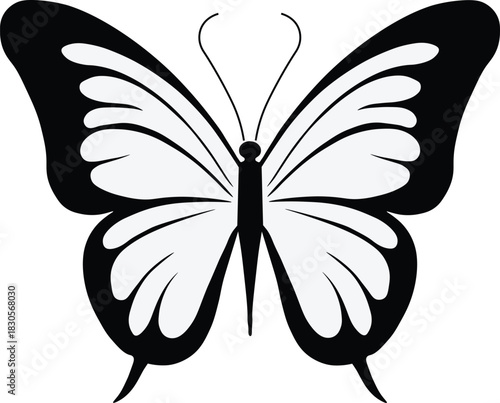 Black and white butterfly silhouette