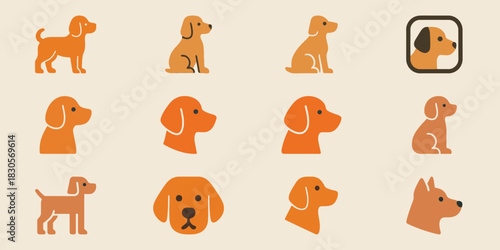 Minimalist Dog Breed Icon Set Vector Collection