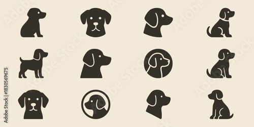 Minimalist Dog Silhouette Vector Set For Pet Shops