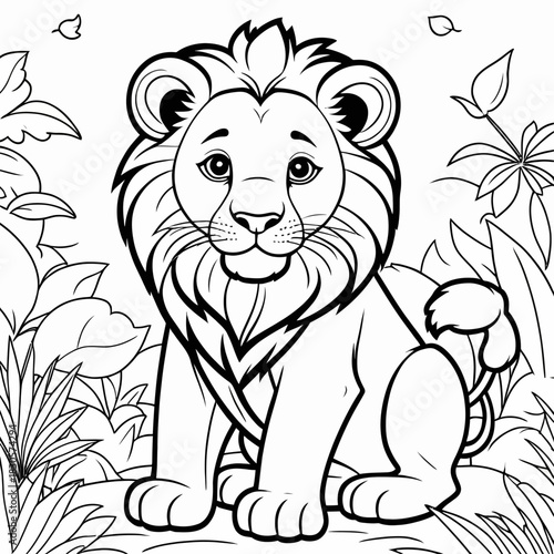 Lion coloring page for kids printable free download jungle animal outline illustration activity sheet