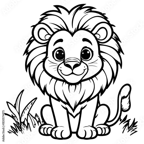 Lion coloring page printable free easy animal cartoon cute drawing image for kids and adults design