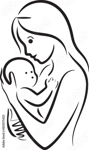 Mother holding baby vector illustration showcasing maternal love and tender family connection