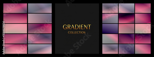 GRADIENT COLLECTION of swatches, muted pink and grey tones, for elegant branding and cosmetics