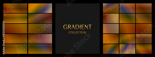 GRADIENT COLLECTION of swatches, earthy orange and blue tones, for autumn themes and branding