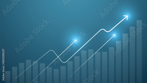 Modern economy trending with rise up arrow, business presentation background.
