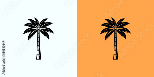 Palm Tree Icons Silhouette Design Set for Tropical Themes