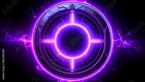 Neon purple glowing scifi target design.