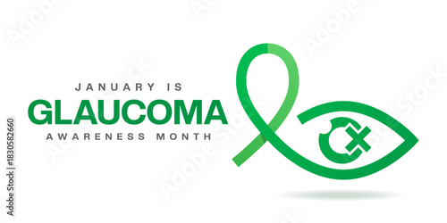 January Is National Glaucoma Awareness month. Ribbon and eye. Great for cards, banners, posters, social media and more. White background. 
