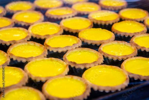 Egg tarts on display