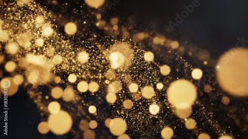Golden Particle Stream: Abstract Bokeh Background