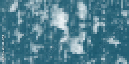 Abstract pixelated texture in muted teal and white, with fragmented shapes and a speckled appearance creating a subtle, weathered, or distressed background for graphic design projects
