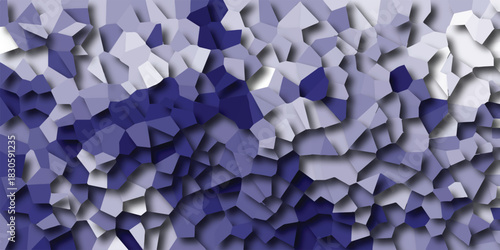 Abstract geometric mosaic pattern with varying shades of blue and purple, creating a textured, dimensional background effect with subtle shadows and highlights