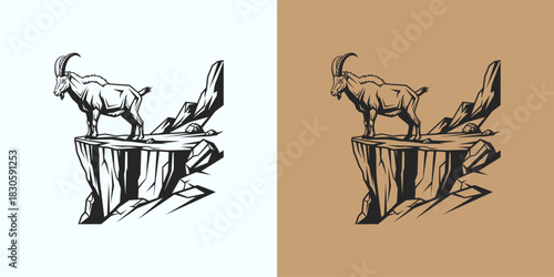 Ibex Standing on Rock Edge A Symbol of Mountain Majesty and Wilderness