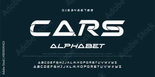 Cars Design Modern abstract digital alphabet font. Minimal technology typography, Creative urban sport fashion futuristic font and with numbers. vector illustration.