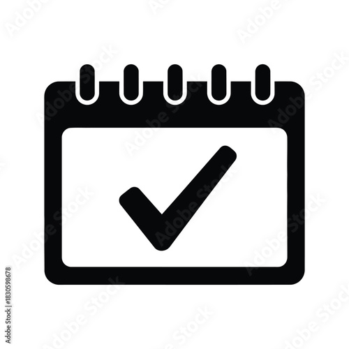 Confirmed schedule date calendar with checkmark vector icon, Calendar date marked with check icon