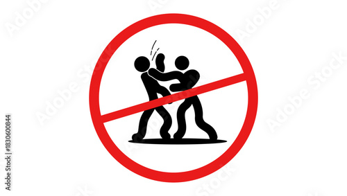 No fight sign, black and red isolated silhouette