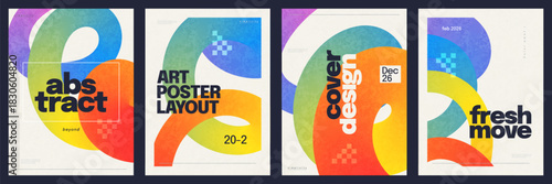 Abstract and Minimalist Poster Template with Bold Curvy Lines in Colorful Gradient Style. For Posters, Cards, Brochures, Backgrounds, Wallpapers and Event Flyers