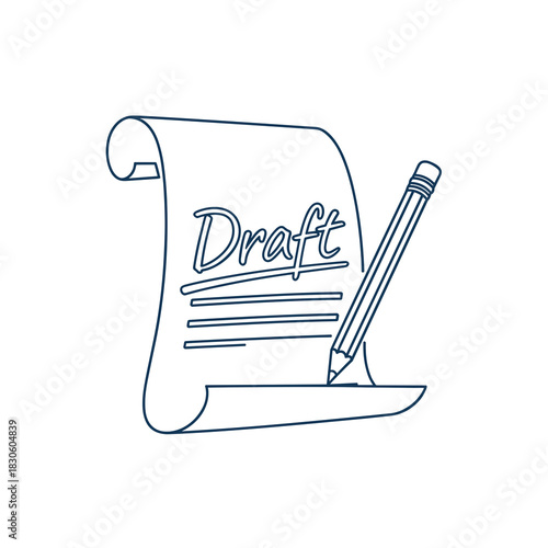 Text draft with pen for creating social media content