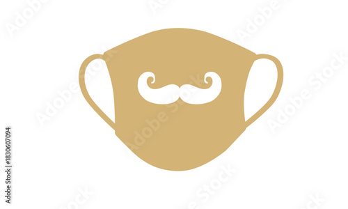 A humorous illustration of a protective face mask featuring a stylish white handlebar mustache design. This icon represents a fun and fashionable approach to personal health and safety