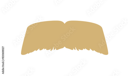 Stylized light brown mustache illustration, a classic facial hair accessory perfect for costume design, retro themes, or a humorous graphic element for various creative projects