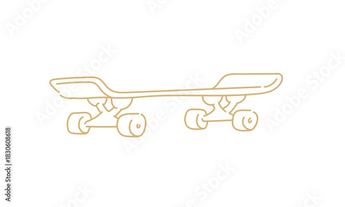 Minimalist Line Art Skateboard Icon Representing Youth Culture, Recreation, and Urban Sports. Simple Vector Graphic for Modern Active Lifestyles and Street Style Design