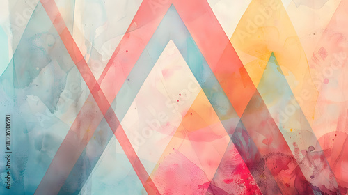 layered watercolor triangles soft pastel tones
