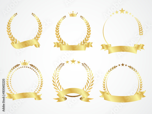 collection gold luxury border frame laurel wreath floral flower whelth glory  illustration design for decorate premium quality banner design