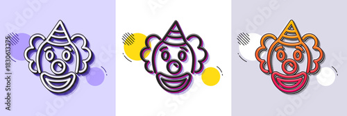 Clown line icon. Halftone dotted pattern. Gradient icon with grain shadow. Amusement park funnyman sign. Line clown icon. Various designs. Vector