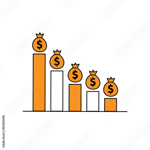financial loss or decreasing investment performance chart