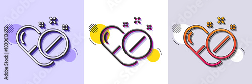 Medical pills line icon. Halftone dotted pattern. Gradient icon with grain shadow. Medicine drugs sign. Tablets symbol. Line medical pills icon. Various designs. Vector