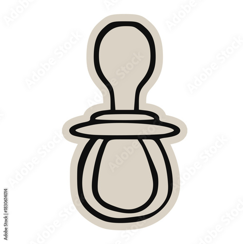 Hand-drawn minimalist baby pacifier vector icon sticker: simple doodle line art illustration for newborn, dummy, soother, maternity, childcare, mother, parent, infant, kid, cute, calming, accessory