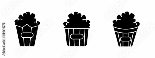 Popcorn icon set. Vector symbol. Illustration of popcorn. Popcorn. Vector illustration. Stock vector.