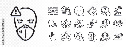 Breathing exercise, User and Cursor line icons for web app. Glare of light effect. Message icon. Pack of Justice scales, Click hands, Wash hands pictogram icons. Vector
