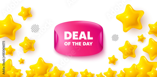 Day deal sticker stars banner. 3d stars background. Deal of the day tag. Special offer price sign. Advertising discounts symbol. Winner sparkle banner. Promo background. Vector