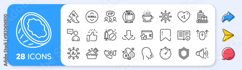 Download, Security and Coconut line icons. Interest rate, AI generate, Inflation icons. Pack of Baggage belt, Folate vitamin, Cough icon. Swipe up, Loud sound, Medical drugs pictogram. Vector