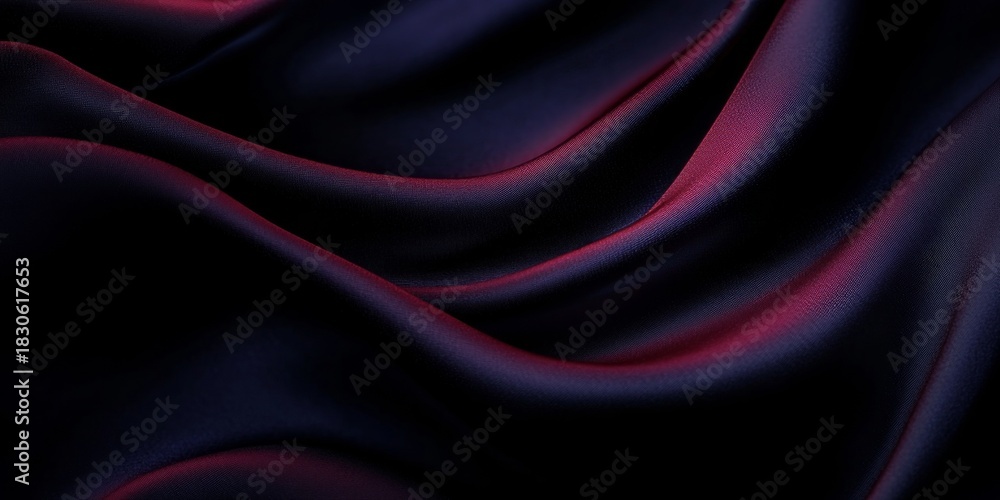 Obraz premium Dramatic Dark Fabric Flowing Elegantly, Featuring Rich Deep Violet Tones and Luxurious Texture