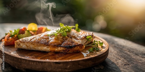 Loose beige cosmetic face powder on white paper with light brown abstract spot, suitable for editorial background use