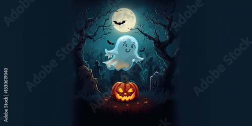 3D spooky Halloween scene at a graveyard emphasizing eerie atmosphere for seasonal observance