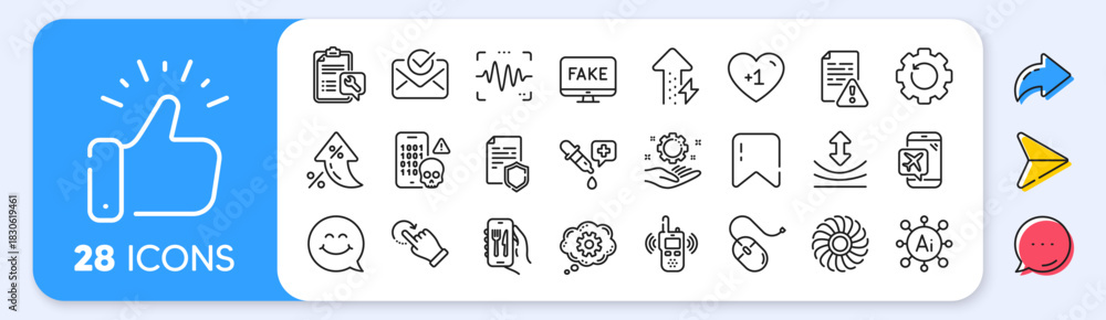 Obraz premium Chemistry pipette, Employee hand and Energy growing line icons. Interest rate, AI generate, Inflation icons. Pack of Resilience, Cogwheel, Transmitter icon. Vector