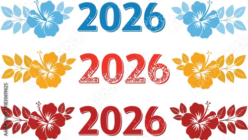 Bright and cheerful tropical floral 2026 new year design