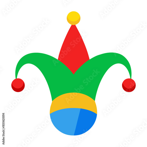 Colorful jester hat illustration for celebration and festive events