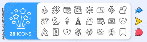 Road, Puzzle and Notification line icons. Interest rate, AI generate, Inflation icons. Pack of Gift, Ice cream, Crane claw machine icon. Love letter, Journey, Fishing reel pictogram. Vector
