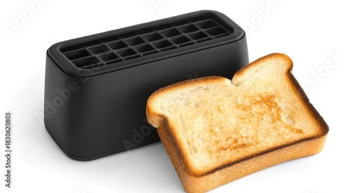 Toasted bread beside a black toaster