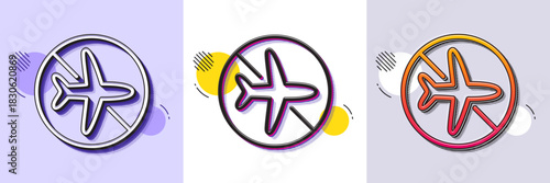 Flight mode line icon. Halftone dotted pattern. Gradient icon with grain shadow. Airplane mode sign. Turn device offline symbol. Line flight mode icon. Various designs. Vector