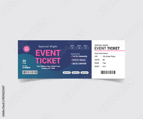 Event ticket Design with Vector file
