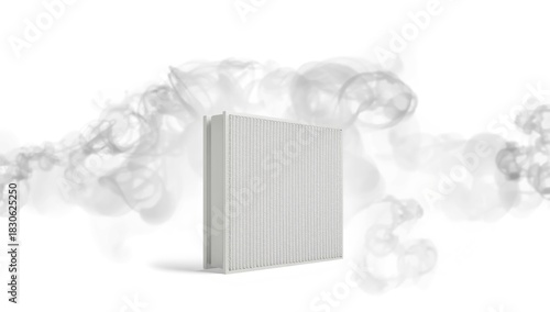 Car air filter on white background, designed for vehicle maintenance and efficiency, emphasizing airflow regulation