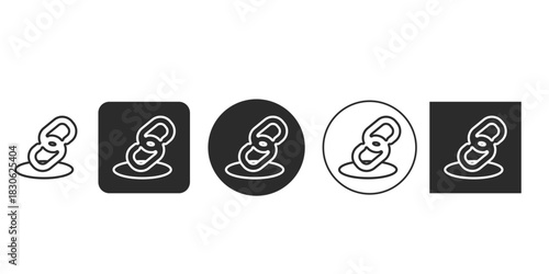 Abstract knot or chain link symbol collection for UI/UX design | Vector icon set of intertwined loops in various styles | Black and white connection and binding concept graphic for websites