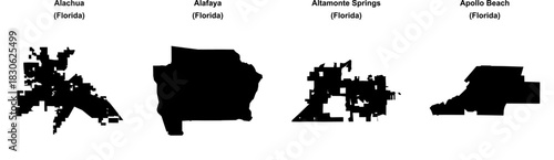 Alachua, Alafaya, Altamonte Springs, Apollo Beach outline maps